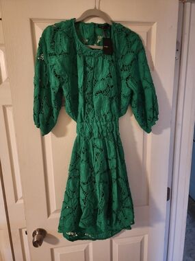 Maje Green Crochet Backless Mini Dress